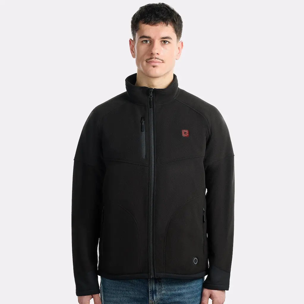 Polaire chauffante CYCLONE noir porté de face