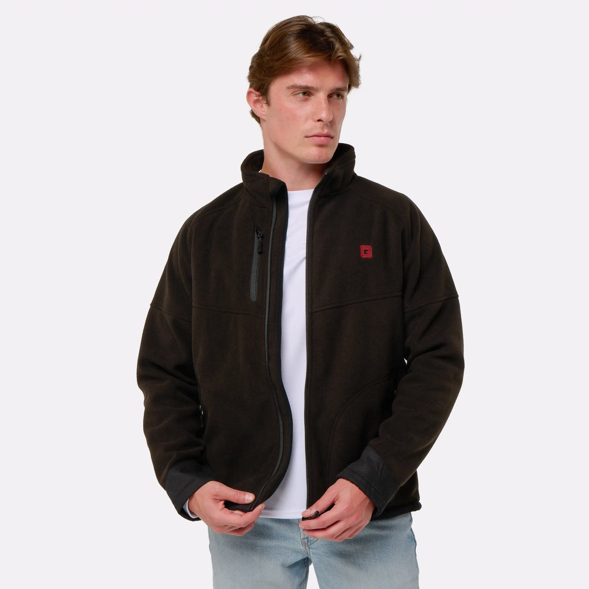 Polaire chauffante CYCLONE noir porté ouverte