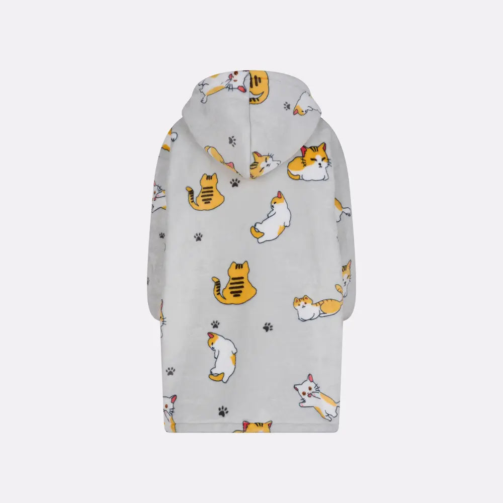 Pull plaid imprimé chat de dos