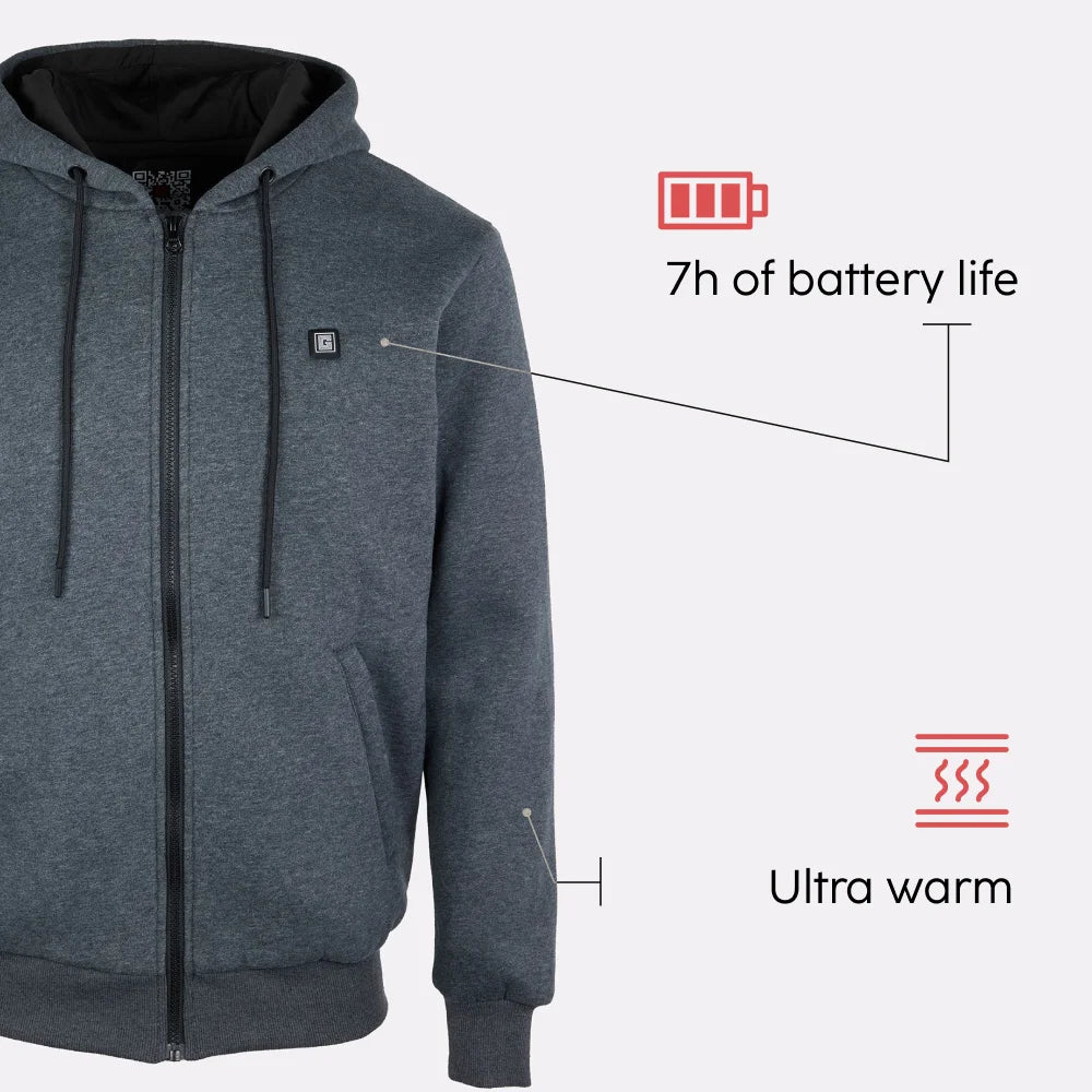 Hoodie chauffant gris à zip G-heat